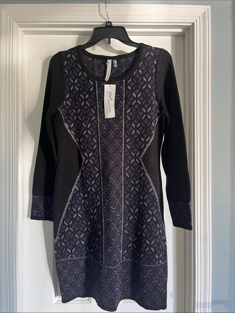 Women’s NY Collection Patterned Long Sleeve Dress